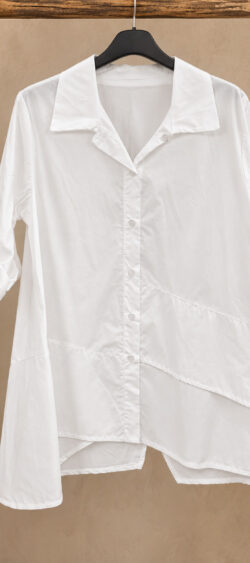 A-lijn laagjes blouse poppelin wit - Evy 195515 (22 september weer op voorraad, je kunt al bestellen)