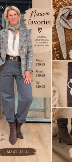 193477 - Grijze geruite blazer €59,95 - stretch ballon broek grijs €39,95