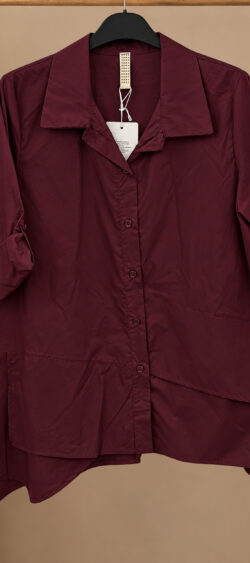 A-lijn laagjes blouse poppelin bordeaux - Evy 195511 (22 september weer op voorraad, je kunt al bestellen)