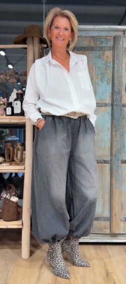 Wijde Aladin jeans grijs, combi set mogelijk - Bibi 191161