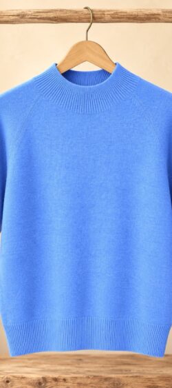 Turtle pullover korte mouw zacht kobalt - Evy 196290