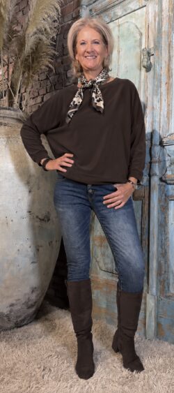 Babyrib ballon pullover bruin - Bibi 199003