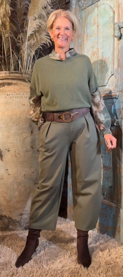Spencer met ronde hals khaki - Ailan 200391