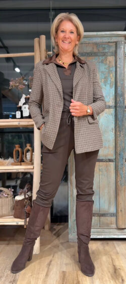Blazer met kleine ruit bruin - Evy