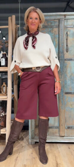 Pullover met overslag mouw beige - Bibi 196298.