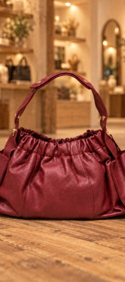Geplooide schoudertas bordeaux Lily