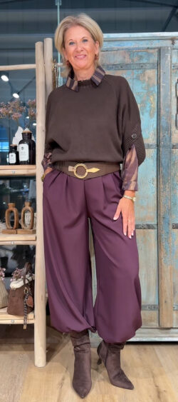 Pof pantalon aubergine - Evy 197389 (13 oktober op voorraad, je kunt al bestellen)