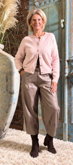 Leatherlook ballon pantalon taupe - Evy 198316 (20 oktober op voorraad, je kunt al bestellen)