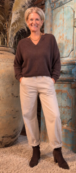 Casual wollige pullover bruin - Evy 200730 (31 oktober weer op voorraad, je kunt al bestellen)