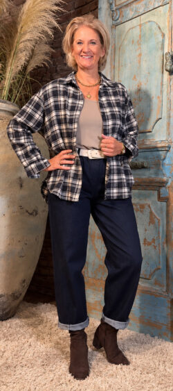 Geruite blouse donkerblauw - Bibi 198602